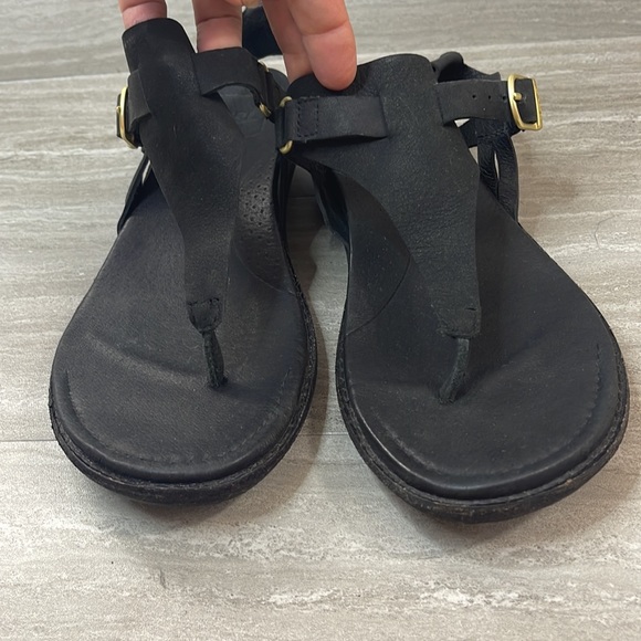Teva Encanta Black Leather Thong Sandal Womans Size 8 - Picture 3 of 10
